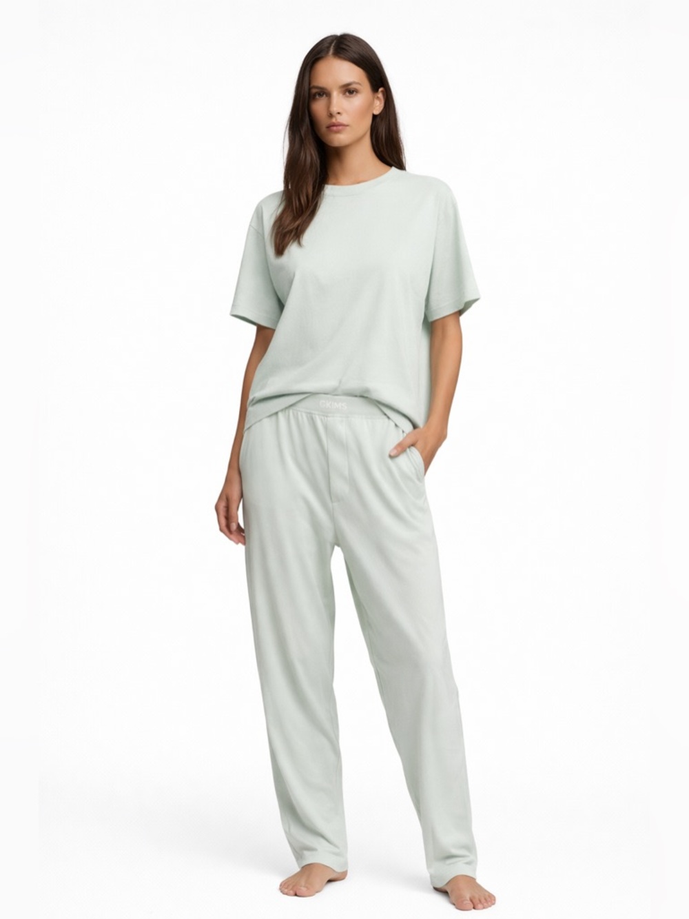 NWT SKIMS Soft Lounge Set Light Mint Green Oversize Tee & Pants XS Top S Pants
